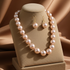 Pink Pearl Necklace & Earrings