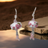 Pink Awareness Ribbon & Silver Earrings