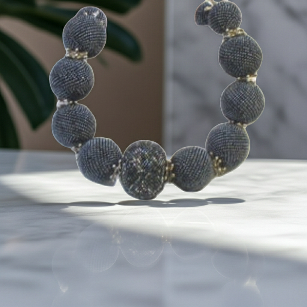 Handmade Exotic Blue Beaded Bead Necklace Big Bold Necklace