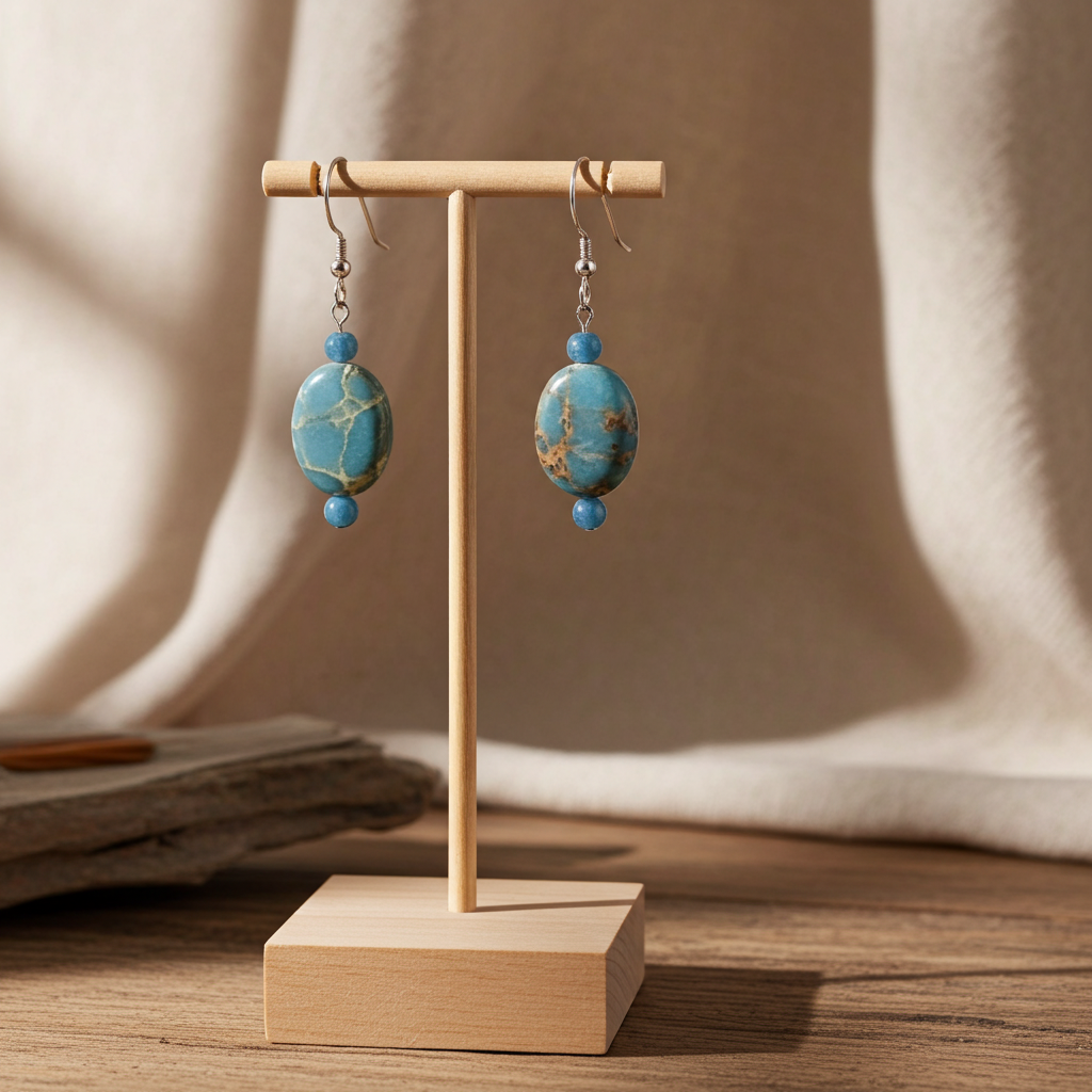 Aqua Terra Jasper Gemstone & Silver Earrings