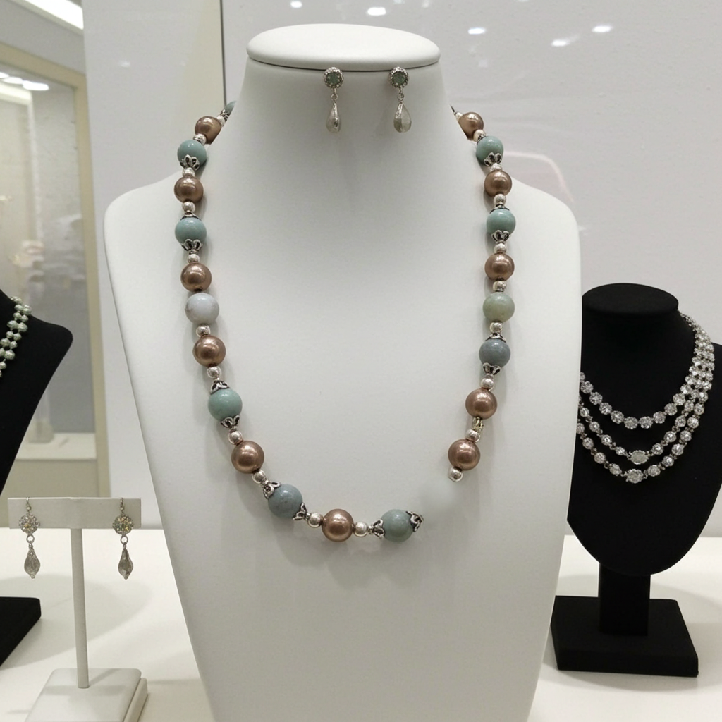 Amazonite and Pearl Beaded Necklace