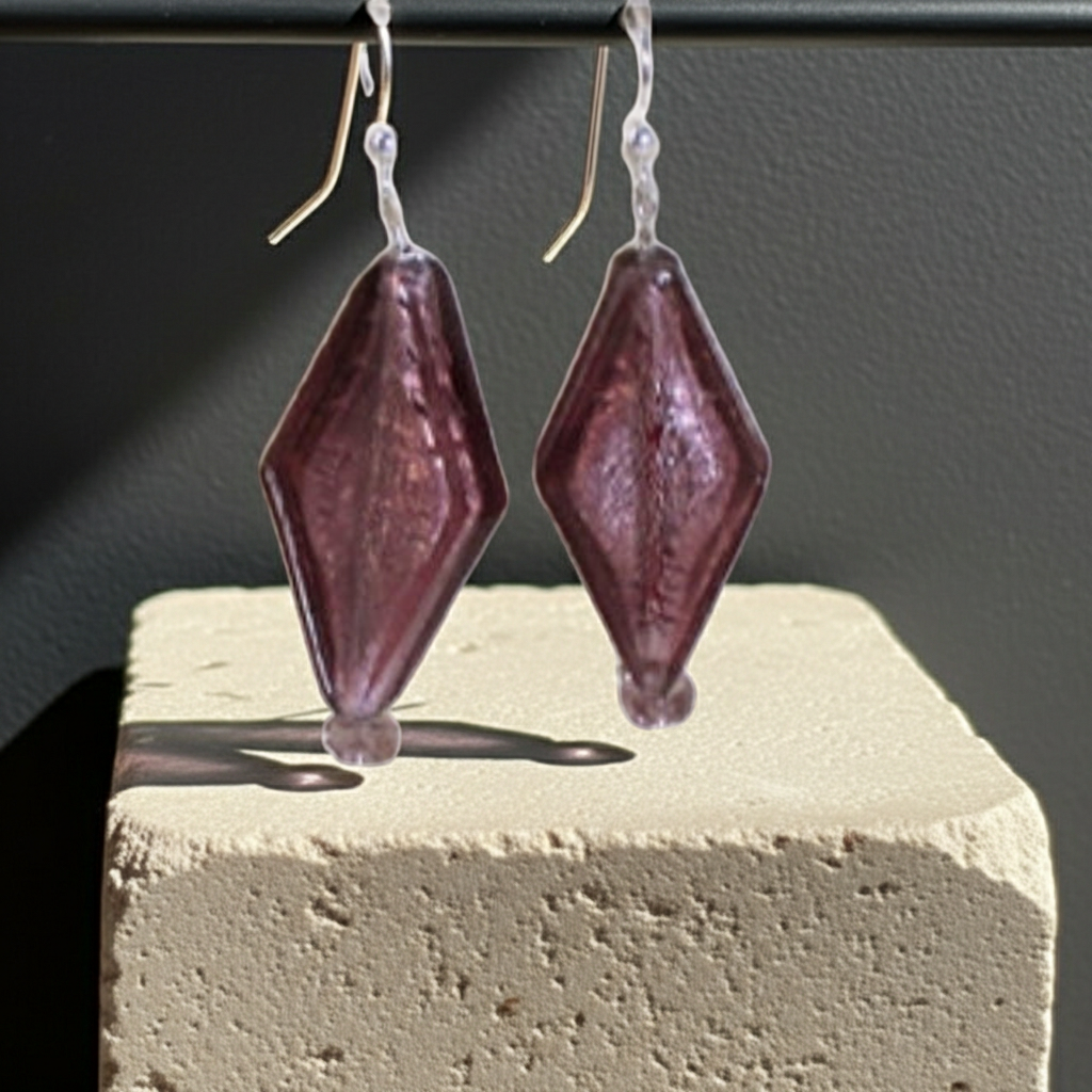 Handmade Amethyst Lampwork Earrings