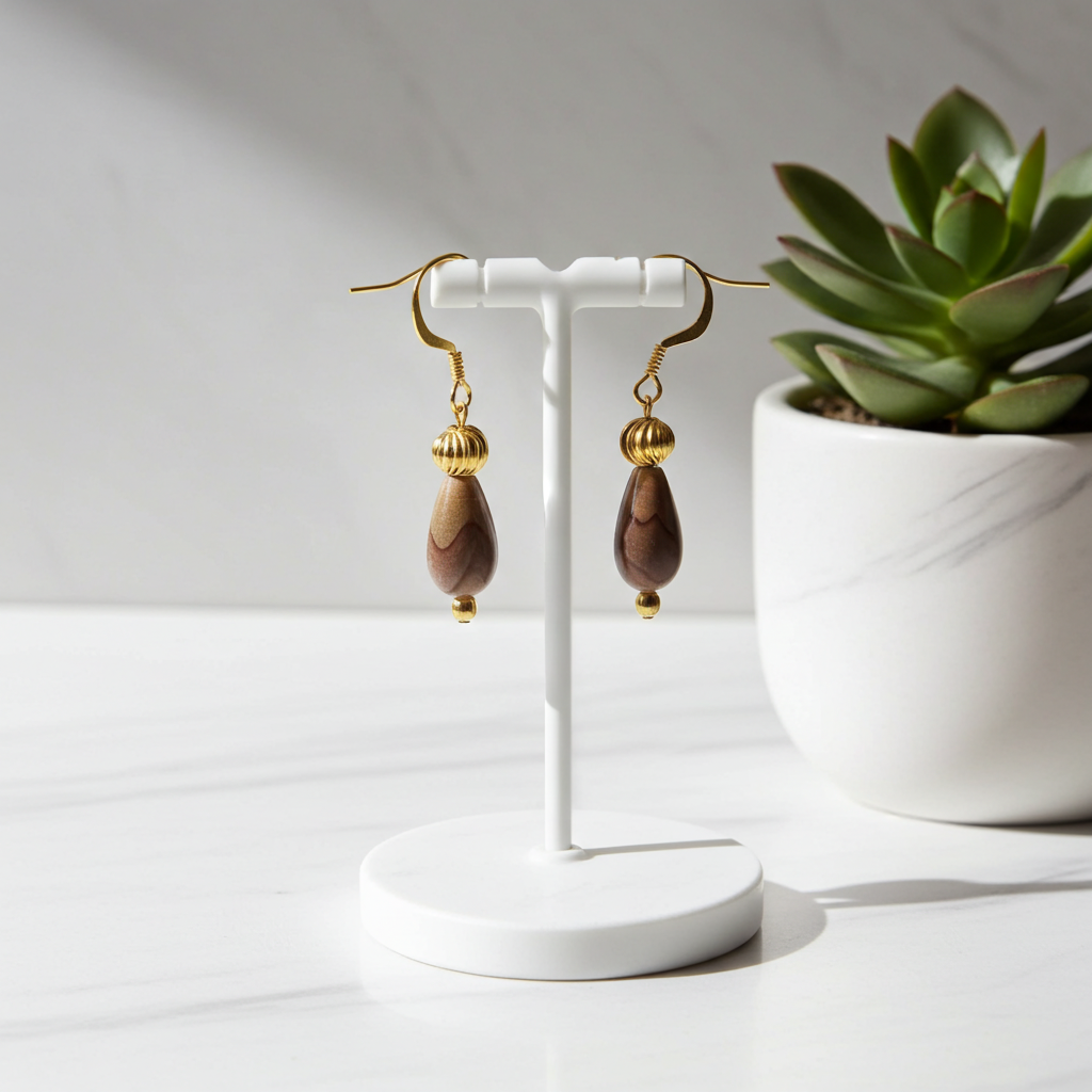 Sea Urchins  & Gold Bead  Earrings