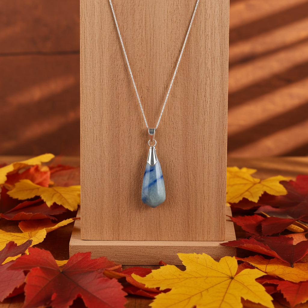 Blue Quartz Gemstone Pendant Necklace