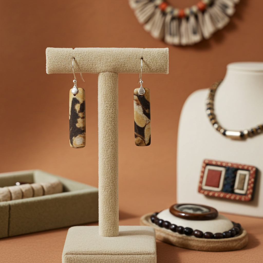 Fabulous Gemstone Designer Earrings Rare Peanut Wood