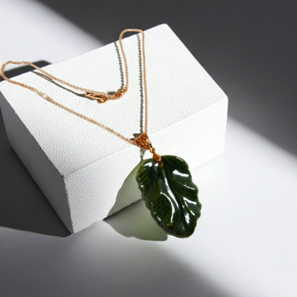 Fair Trade Bold Green Leaf Pendant Necklace