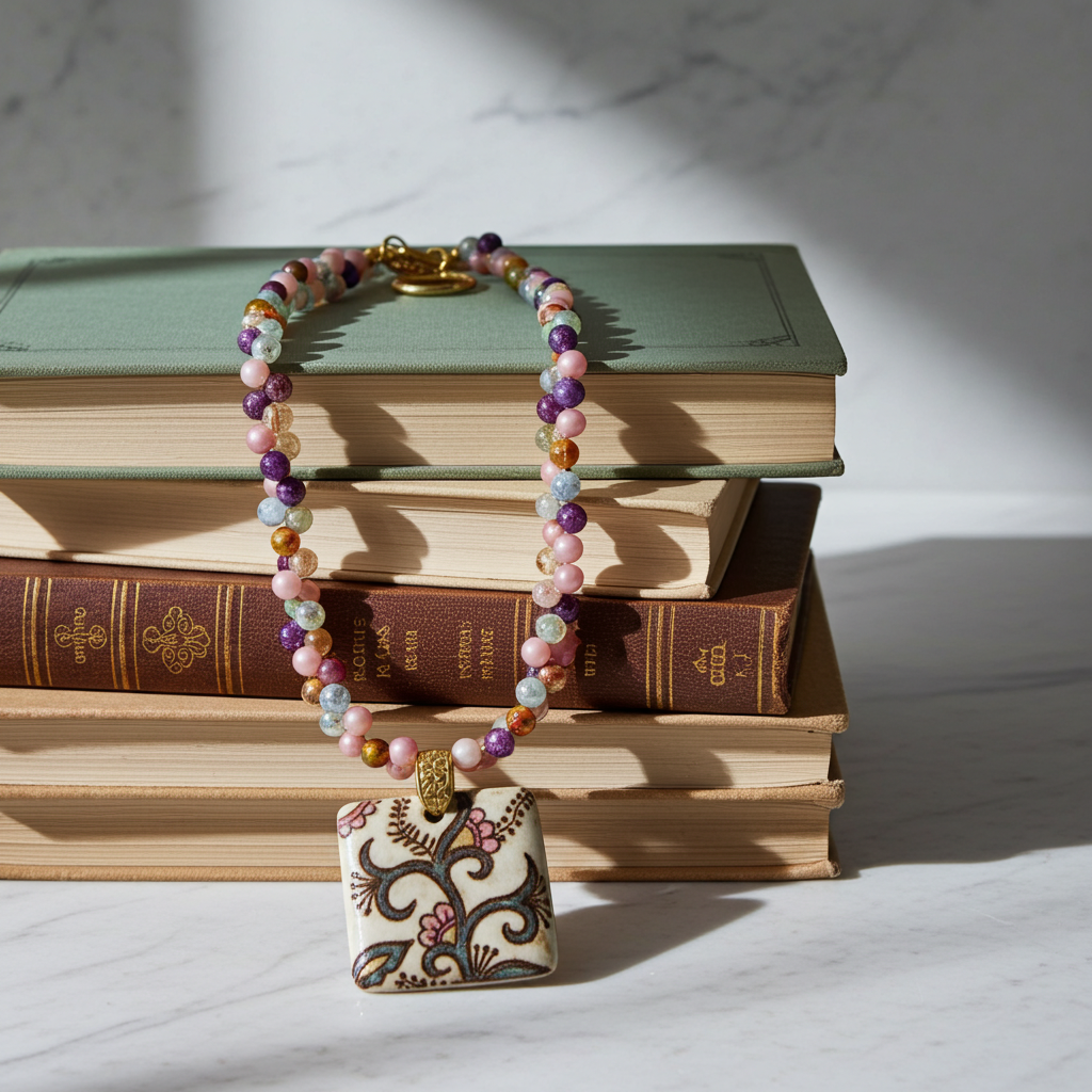 Pink & Cream Handmade Artisan Bead Necklace