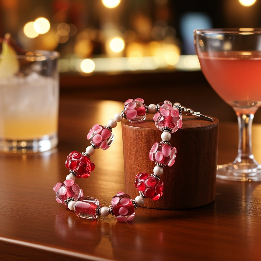 Rose Floral Artisan Bead  Bracelet