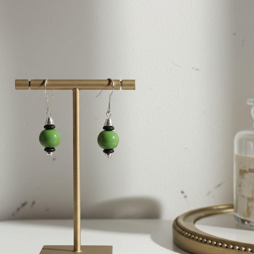 Handmade Apple Green African Kazuri Earrings