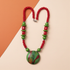 Red & Green Handmade Kazuri Bead Pendant Necklace