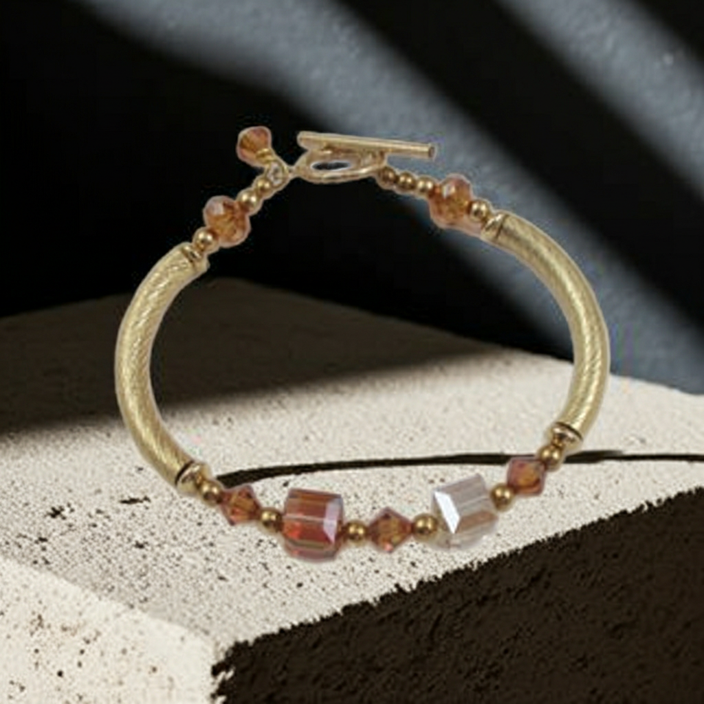 Swarovski Crystal and Gold  Bangle Bracelet