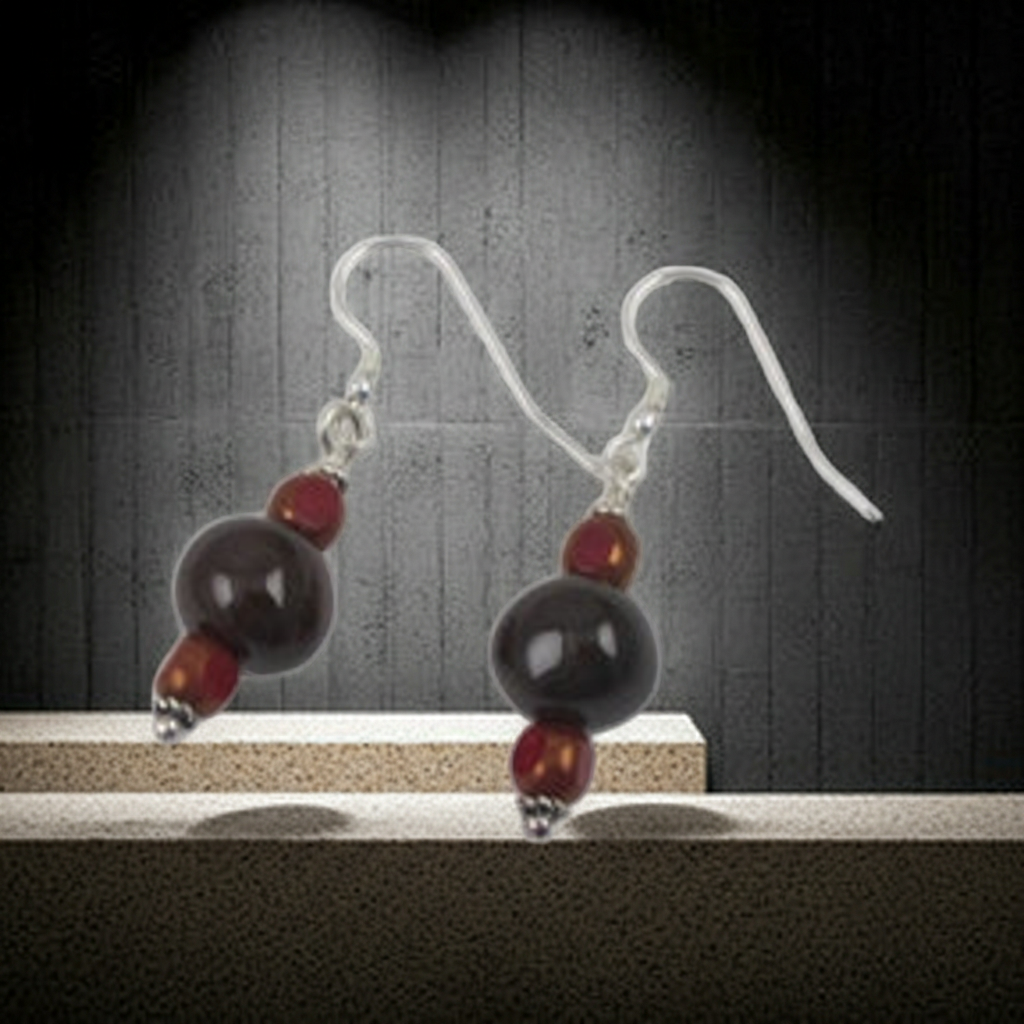 Brown African Kazuri Drop Earrings