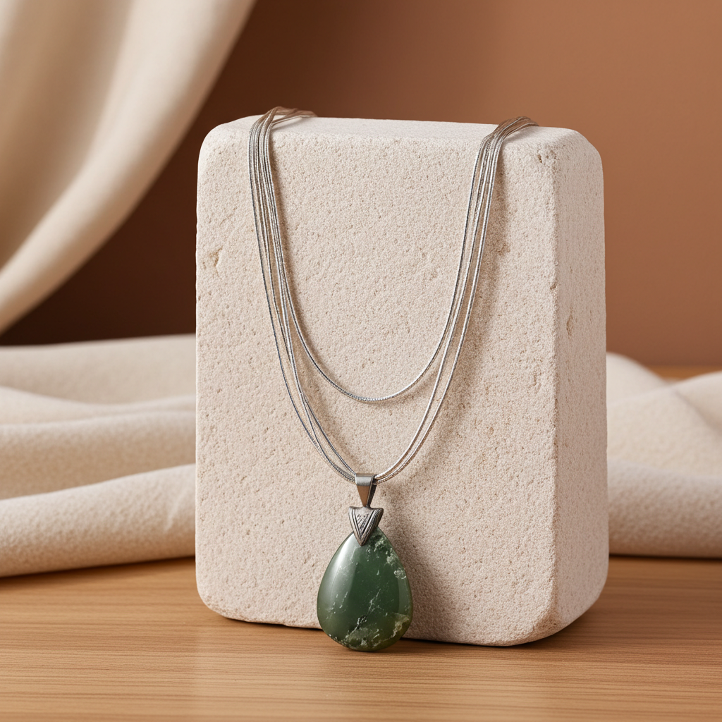 A Rare Macedonia Green Opal Gemstone Pendant Necklace