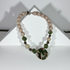 Cream, Light Brown & Green Pendant Necklace Kazuri Fair Trade Bead
