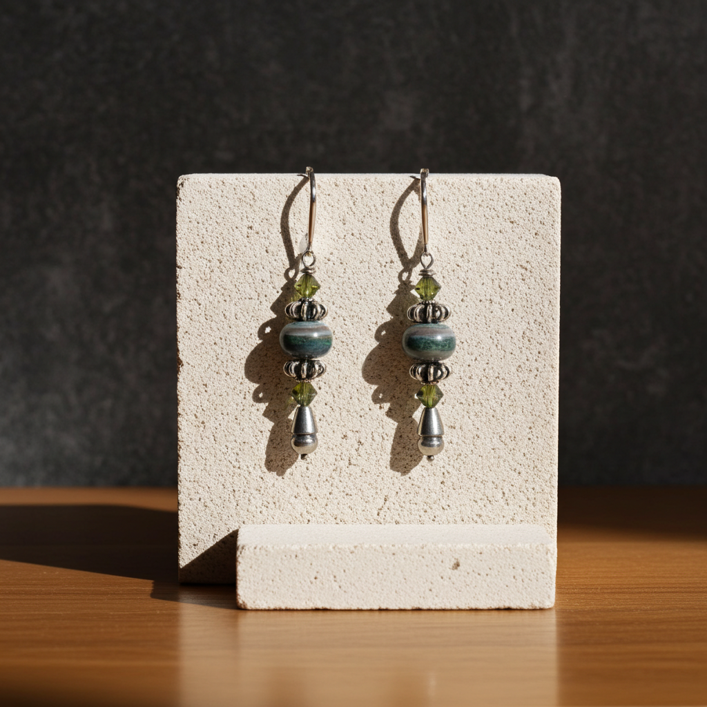 Sterling Silver and Handmade Artisan Bead Earrings