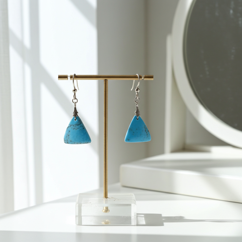 Mexican Turquoise and Gold Earrings