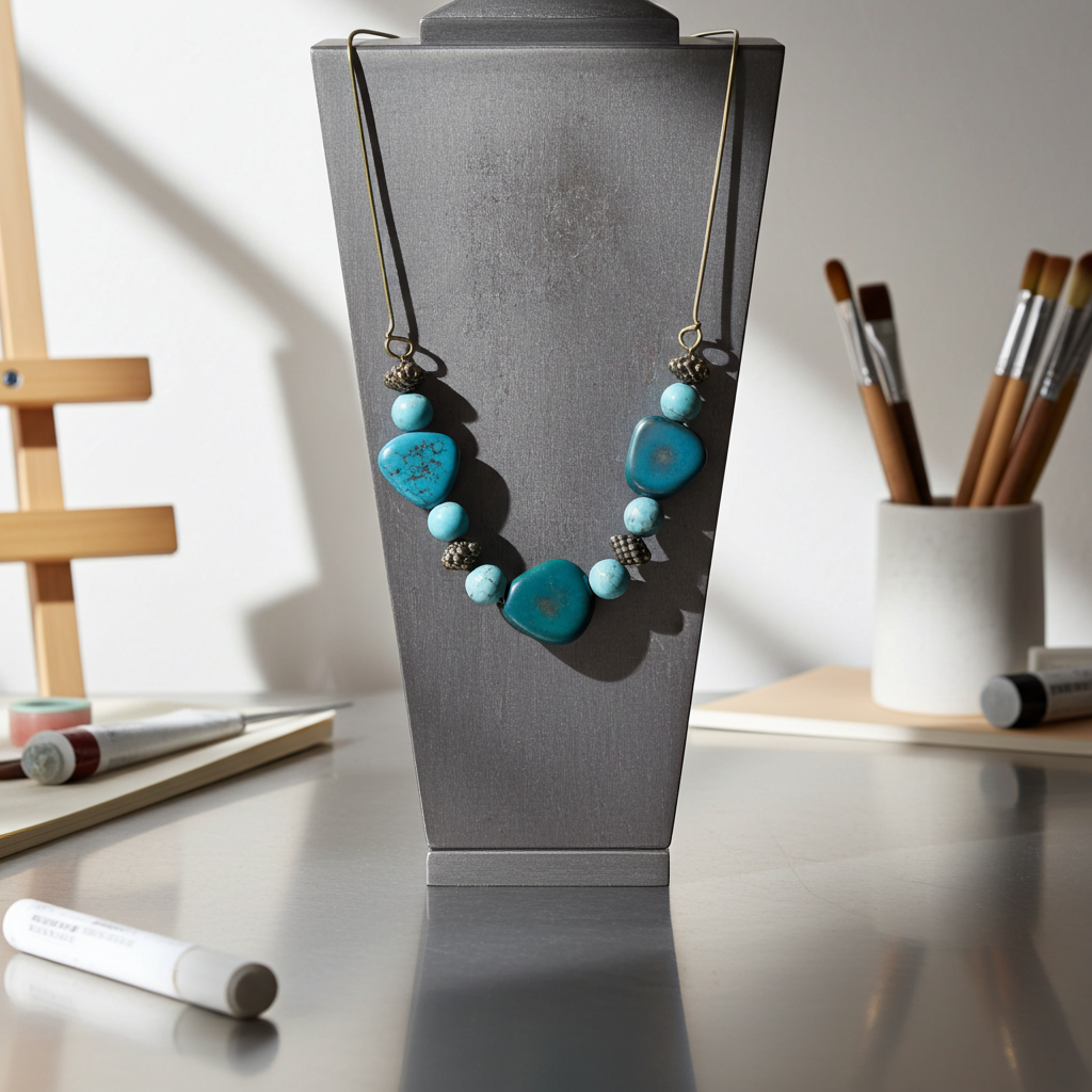 Turquoise Rainforest Tagua Nut Necklace