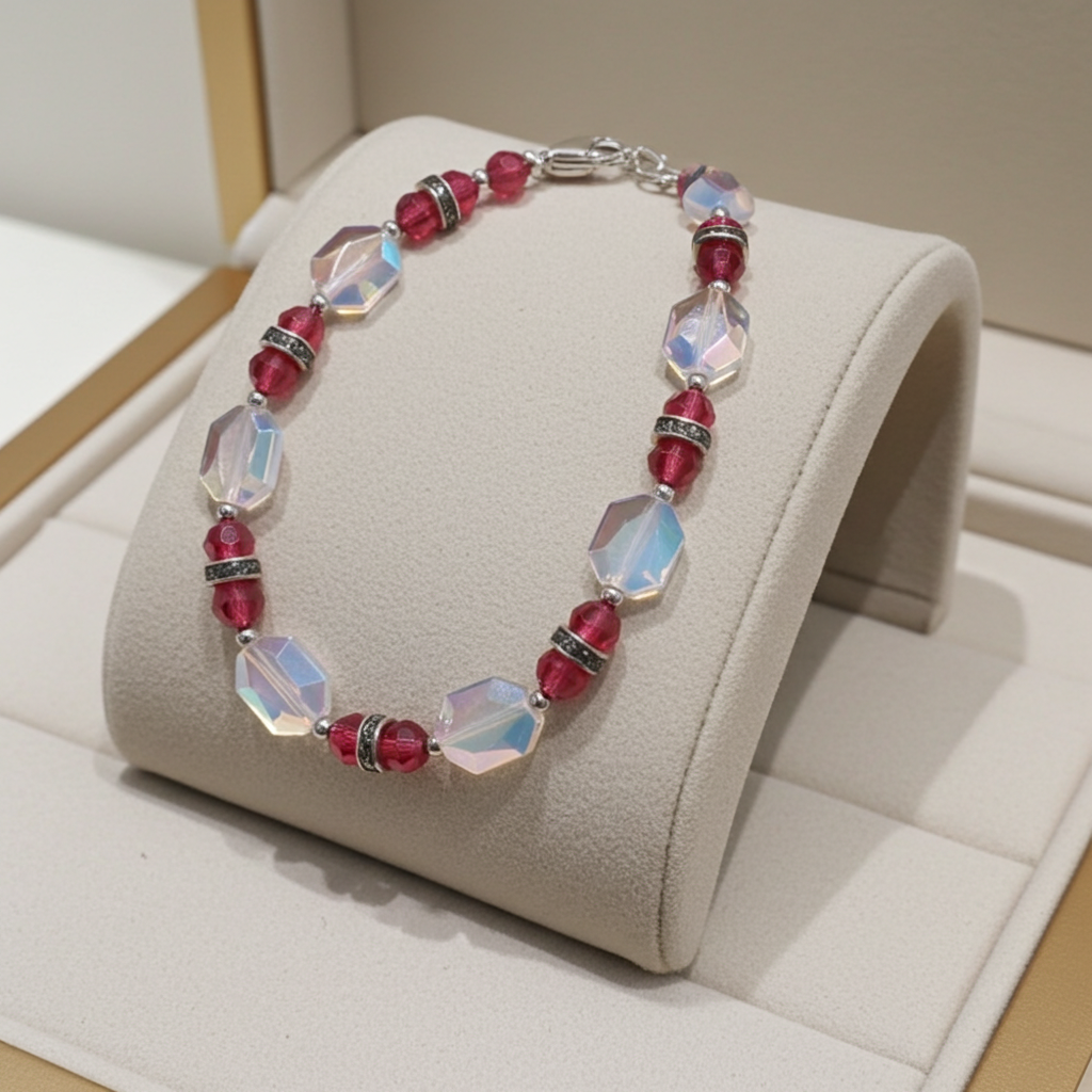 Rose Crystal Beaded Bracelet