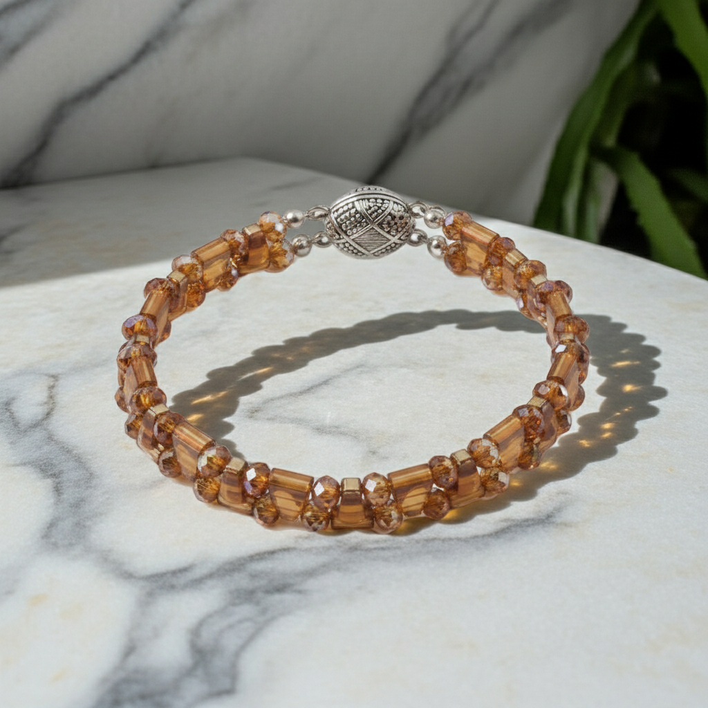 Crystal Cuff Bracelet in Golden Copper Crystals