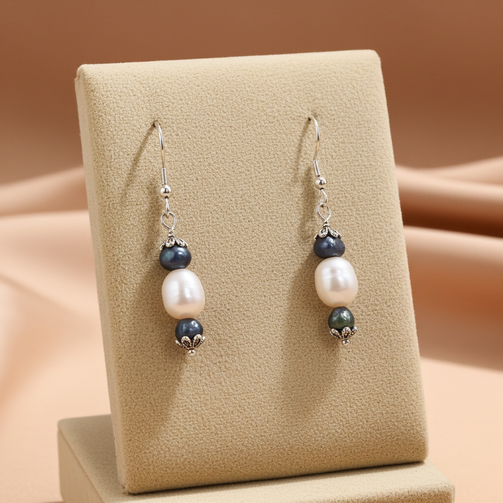 White Freshwater Sea Shell Pearl Earrings