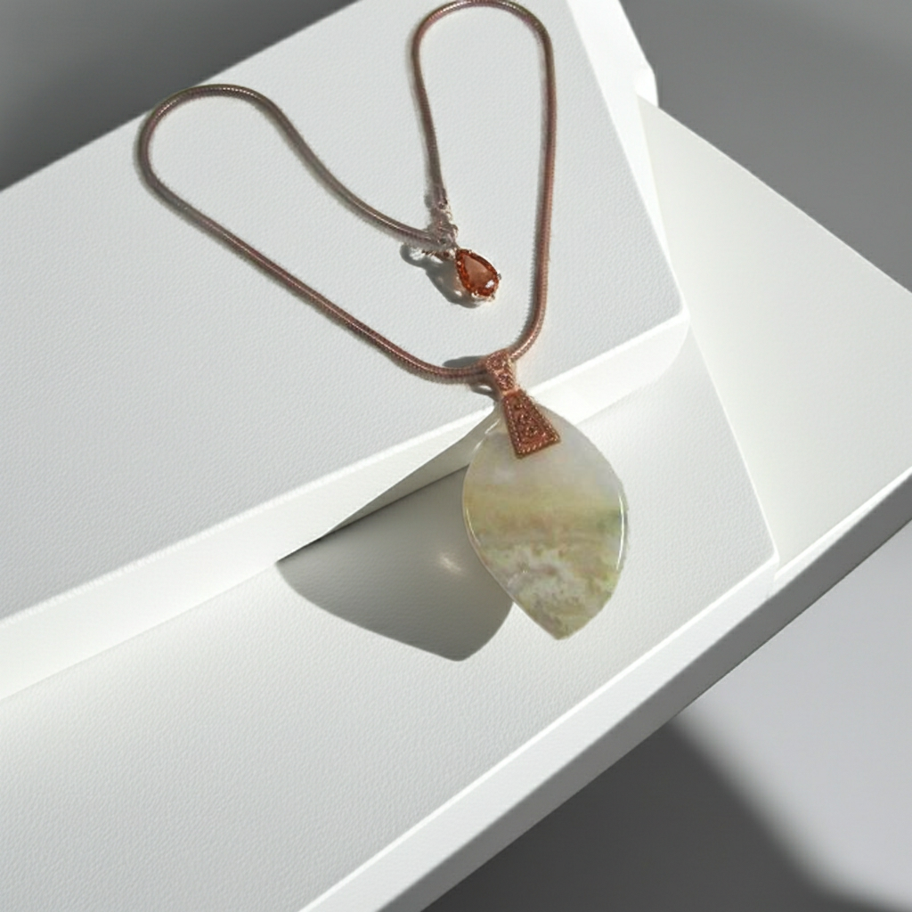 Jasper Pendant on Copper Chain Necklace