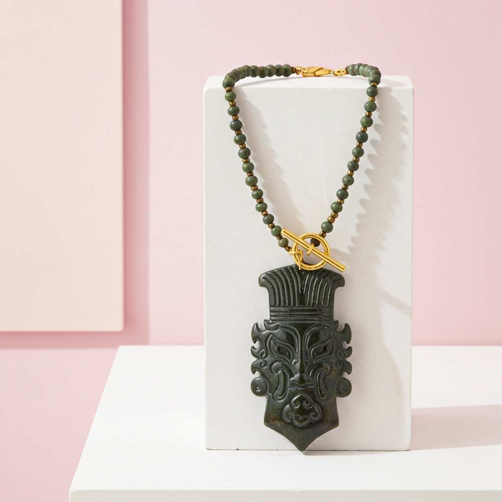 Big Bold Jade Pendant Necklace Intriguing Style