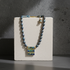 Dark Blue Pearl Necklace & Earrings