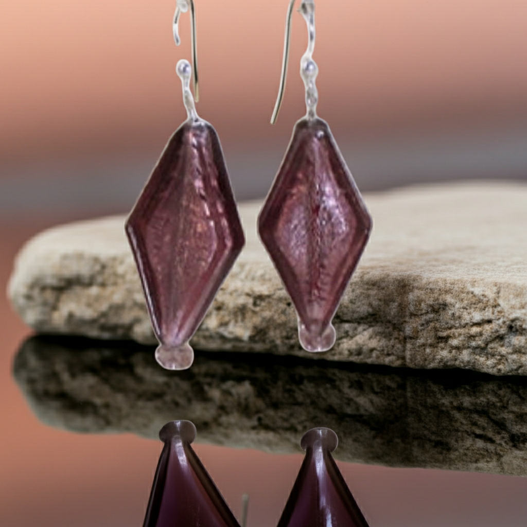 Handmade Amethyst Lampwork Earrings