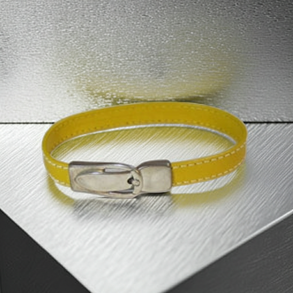 Man's Yellow Leather Bracelet