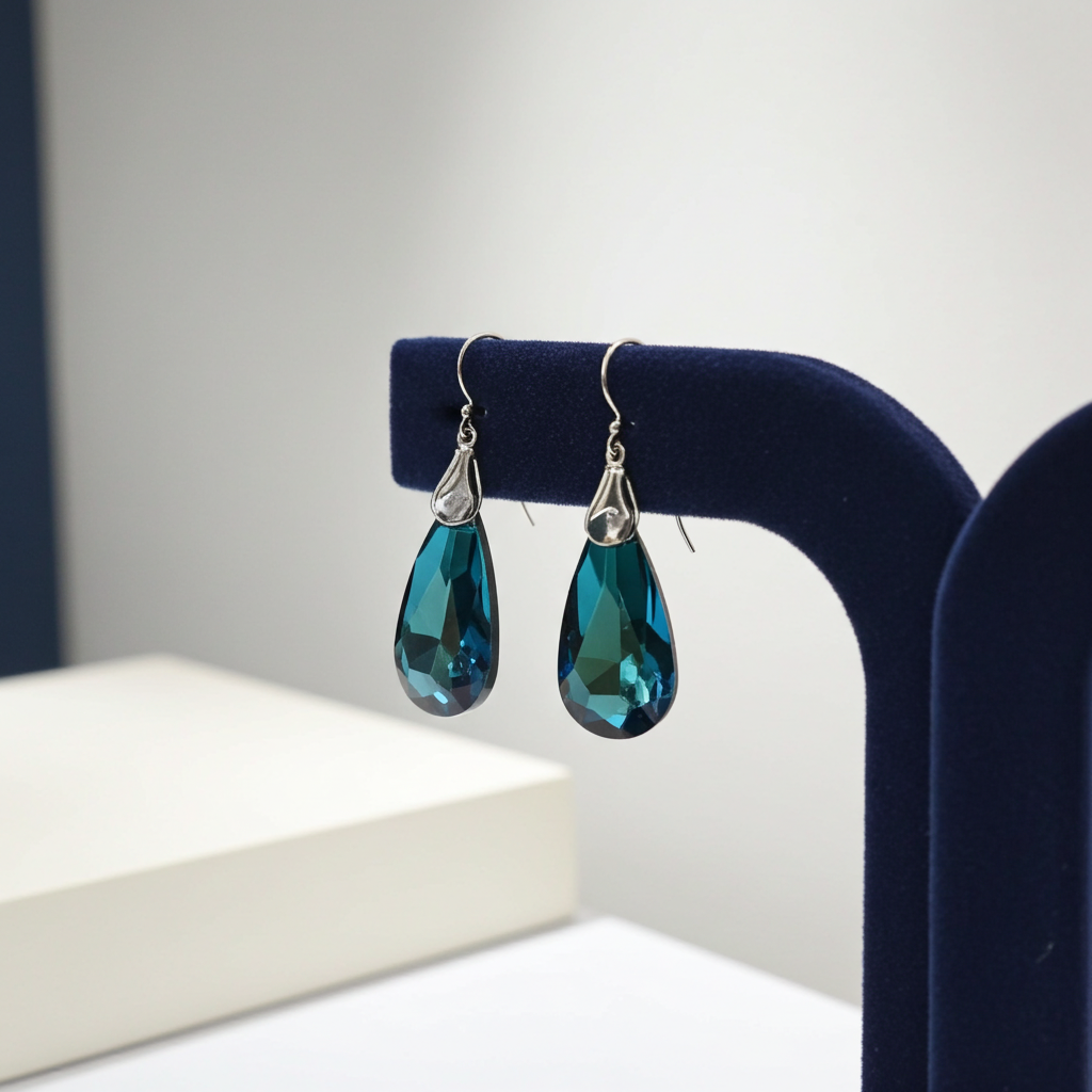 Blue Crystal Teardrop Earring
