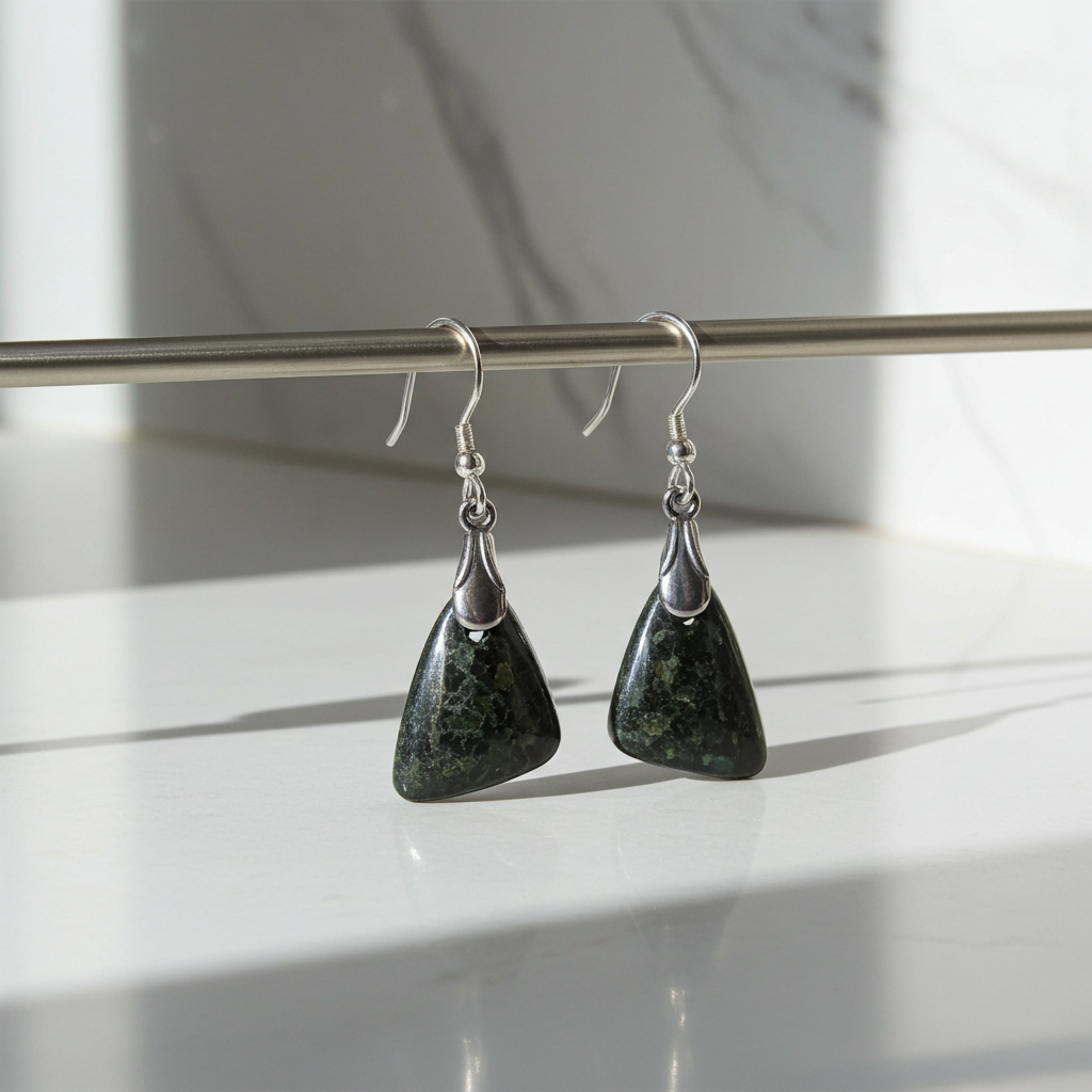 Black Gemstone Chalcopyrite Drop Earrings