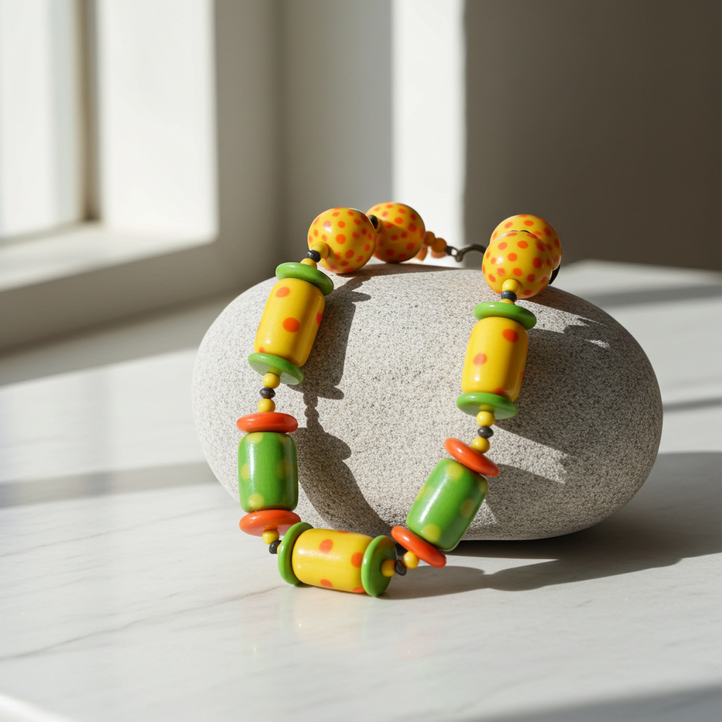 Citrus Kazuri Necklace Fair Trade Kazuri Bead Necklace