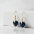 Navy Swarovski Crystal  Heart Earrings Girls Frist Earrings