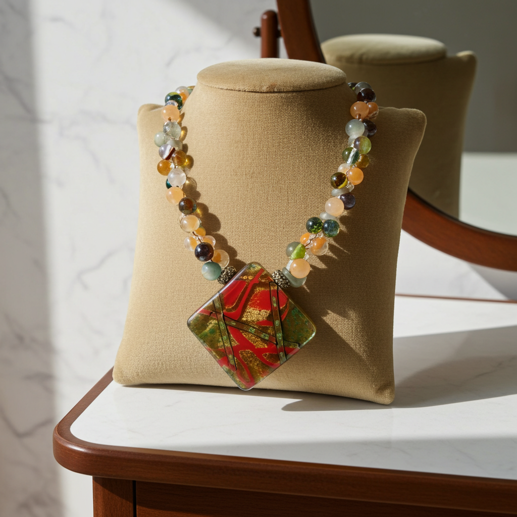 Big Bold Peach Handmade Artisan Bead Necklace