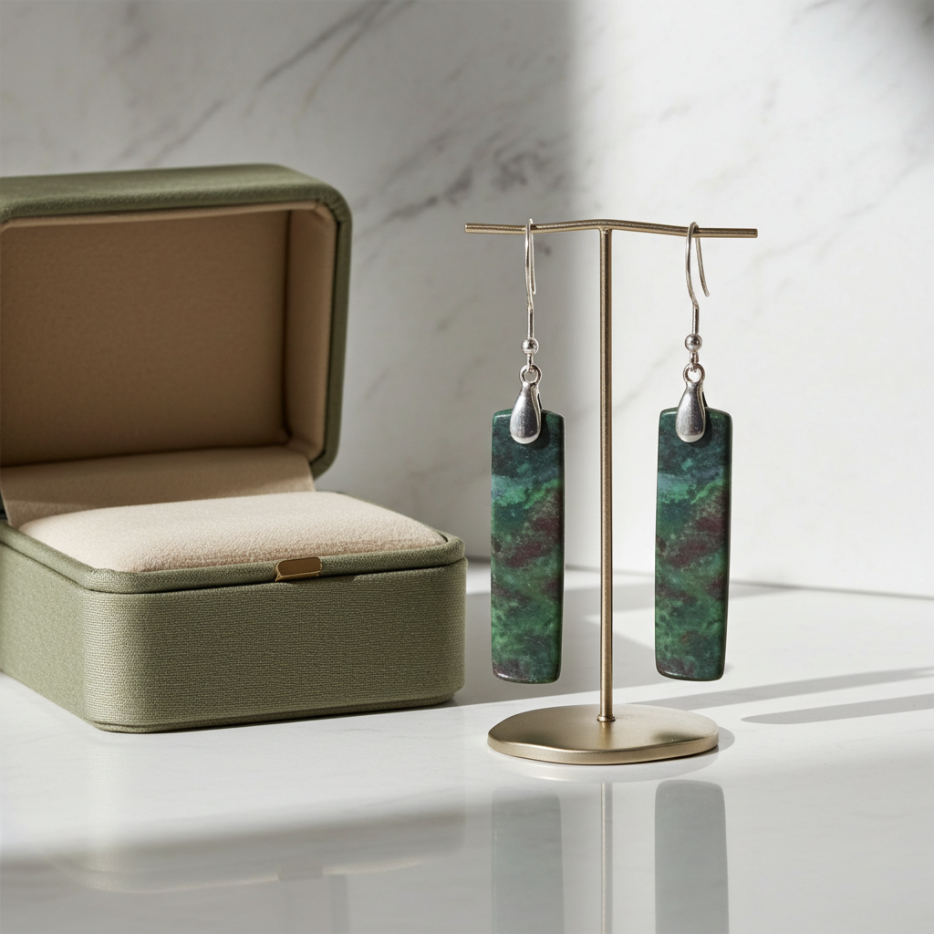 Chrysocolla Gemstone Handcrafted Drop Earrings