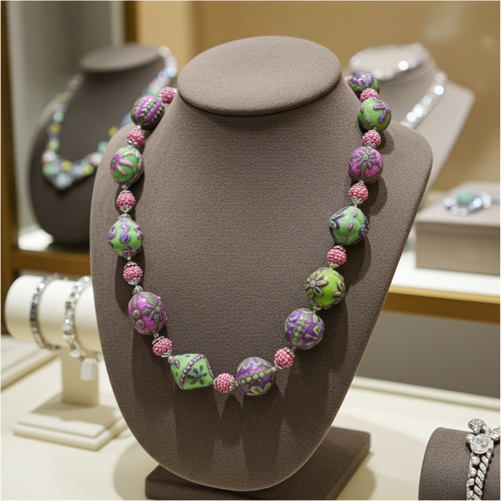 Pink and  Green Statement Necklace