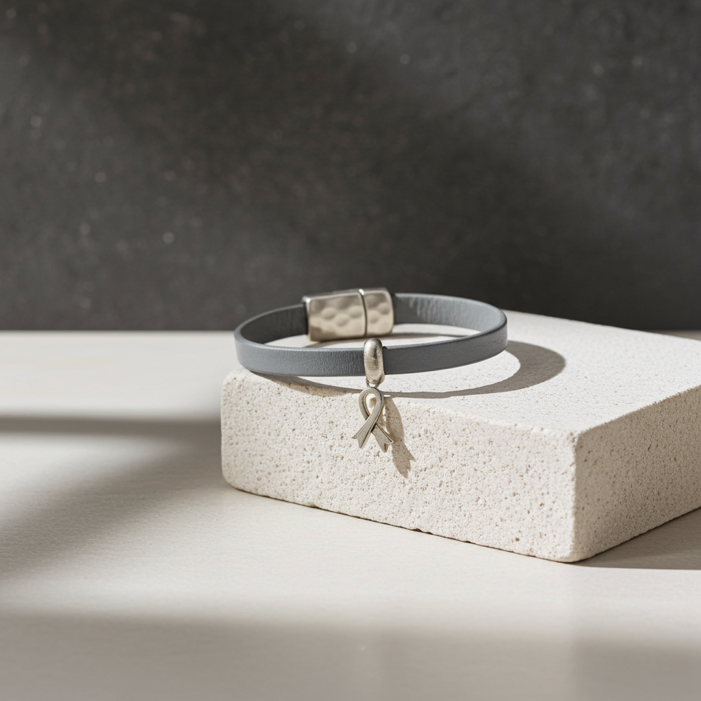 Awareness Bracelet in Grey Leather