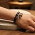 Black Leather Bracelet with Halloween Charms
