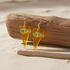 Seashore Jewelry - Gold Sea Glass  Earrings Gold Fish Charm