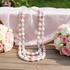 White Agate Gemstone Necklace Double Strand
