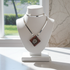 Choker Handmade Rich Brown Raku Pendant  Silver Neck Wire