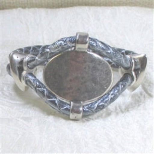 Braided Leather Bracelet in Metallic Silver - VP's Jewelry 