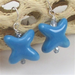 Kazuri Fair Trade Starfish Turquoise Earrings - VP's Jewelry 