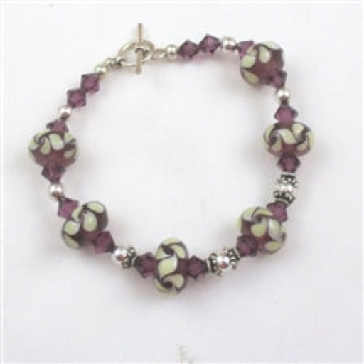 Purple Handmade Lampwork Beaded Bracelet - VP's Jewelry 