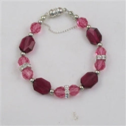Ruby and Rose Crystal Beaded Bracelet Child's - VP's Jewelry