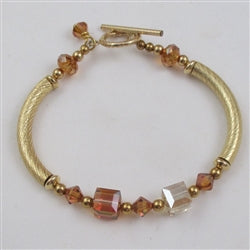 Swarovski Crystal and Gold Bangle Bracelet - VP's Jewelry