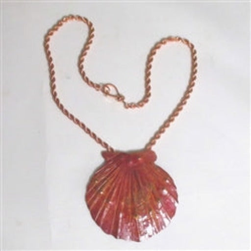 Big Bold Copper Seashell Pendant on Copper Chain Necklace