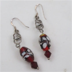 Red and Black Artisan Handmade Bead Dangle Earrings - VP's Jewelry