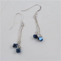 Trendy Navy Blue Crystal Long Earrings - VP's Jewelry