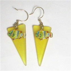 Buy Seashore Jewelry - Gold Sea Glass  Earrings Gold Fish 